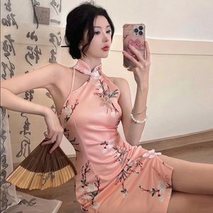 Vêtements ethniques Sexy moderne Cheongsam pour femmes robe chinoise Qipao mince corps coupe sans manches jeune mode imprimé floral vintage rétro