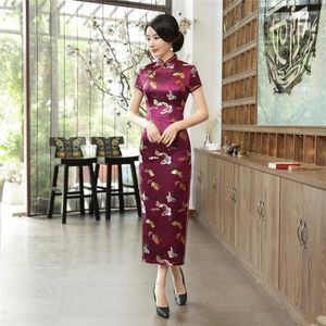 Vêtements ethniques Shanghai Story 2022 chinois traditionnel longue Qipao robe Style folklorique fausse soie Cheongsam Oriental 6 couleurs