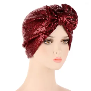 Vêtements ethniques Brillant Glitter Femmes Musulman Mode Hijabs Turbante Bonnet Chemo Cap Bow Perte De Cheveux Chapeau Arabe Chapeaux Couverture Bonnet Inde Mujer