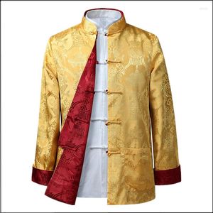 Vêtements ethniques Tang costume chemise chinoise Style veste col traditionnel pour hommes soie Kungfu Cheongsam haut Hanfu deux côtés