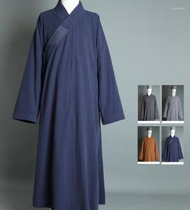 Vêtements ethniques Robe bouddhiste de coton épais robe moine robe moine wushu arts martiaux costume de méditation uniforme