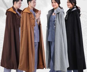 Ropa étnica Unisex 7 colores invierno cálido negro/rojo budista Buddhayoga trajes Ponchos Shaolin monje capa de meditación capa bata Zen Lay