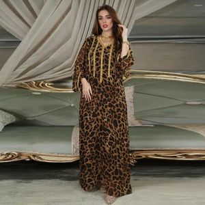 Vêtements ethniques femmes moyen-orient musulman imprimé léopard marron jupe turc Abaya arabe islamique marocain Kraftan robe