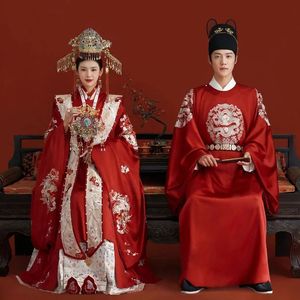 Vêtements ethniques Yourqipao chinois traditionnel Phoenix Hanfu mariage Ming dynastie mariée marié costume broderie à la main robe Xiuhe 231212