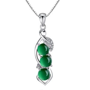 Estilo étnico Calcedonia Ágata Collares pendientes Rectángulo Frijol Verde oscuro Circón rojo Colgantes femeninos Joyería Venta al por mayor directa de fábrica