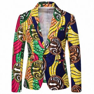 Estilo étnico Blazers estampados multicolores para hombres Ropa africana Lino Barato Elegante Ternos Social Masculino Trajes para hombre Chaquetas l3n9 #