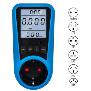 Enchufe europeo, medidor de corriente Digital, voltímetro, potencia de CA, tiempo, Watt, probador de energía, vatímetro, EE. UU., Reino Unido, AU, FR, BR, IT