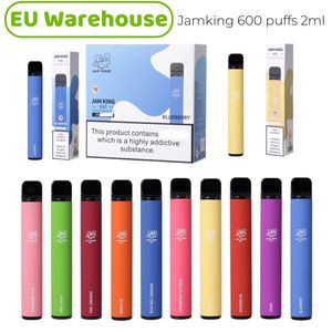 EU Stock Jam King Ecig Vapes Puff 600 2 ml E-jus 10 saveurs cigarette jetable Chine vente en gros Vape Stick 550mAh batterie 20mg Nic Mesh Coil