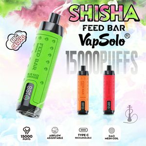 Barre d'alimentation authentique 15000 Puffs Vapes jetables Vapes Mesh Shisha Crowah Crown Bar Jnr Detachable E Cigarettes Digust Digital Affichage Puffer 15K VAPER AL FAKHER BIG Cloud