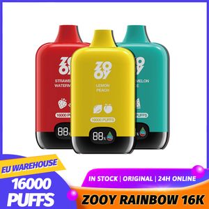 EU WAREHOUSE E cigarette ZOOY RAINBOW Box Vaper Bar Puff 16000 16K Puffs Vapes jetables 26ML 650mAh Batterie rechargeable en vrac cig électronique en gros stylo vape