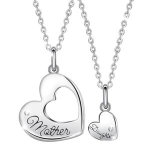 EUDORA 925 Sterling Argent Populaire Mère et Fille Coeur Collier femmes Amour 