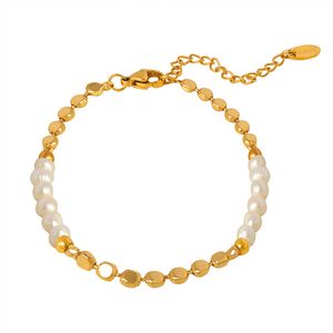 Europa y los Estados Unidos exquisita joyería de moda simple temperamento cara brillante cobre pulsera de perlas de agua dulce pulsera femenina al por mayor