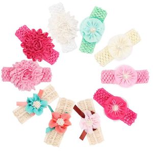 Europa Baby Girl Flower Headband Infant Kids Princess Headwrap Adornos elásticos hechos a mano Hairband Niños Accesorios para el cabello 10 colores 14603