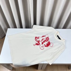 Europa Italia Estilo Dragón Carta Bordado Camiseta Diseñador Camiseta Primavera Verano Moda Casual Monopatín Hombres Mujeres Camiseta 24ss 0123