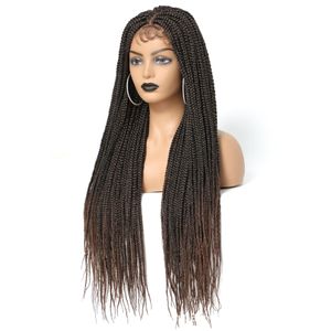 African Dreadlocks Front Lace Synthetic Hair Extensions Three-Strand Braid Wig 30-Inch 670G