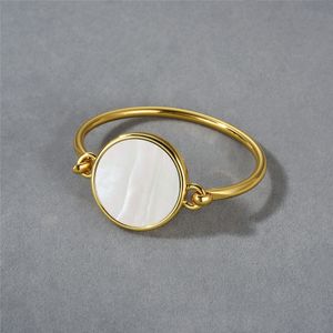 Bracelet en cuivre plaqué or véritable 18 carats, minimaliste européen et américain, rond, coquille mère, style de rue, mode et tempérament, bracelet polyvalent