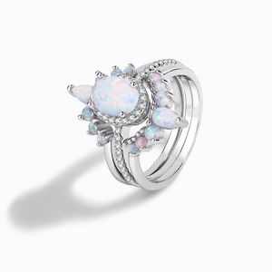 Anillo de plata de ley europea y americana S925 con gema australiana blanca, anillo ovalado de varias capas, joyería ligera, anillo de lujo para mujer