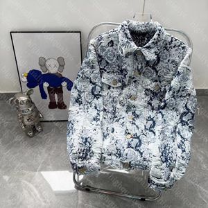 Veste en jean patchwork floral avec lettres d'automne et d'hiver de style européen et américain, veste de mode lourde LL, veste de même style pour hommes et femmes, livraison gratuite