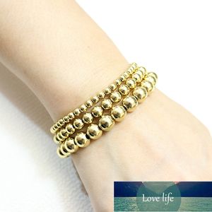 Bracelets en acier inoxydable élastiques à brins de perles pour femmes européennes et américaines, à la mode simple, perles en acier doré