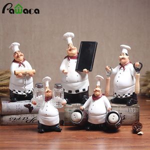Ornamentos de Modelo de Chef Retro europeo Mini Figuras Mini Figuras Cocina blanca Cook Home Kitchen Restaurant Bar Coffee Decor Y200104