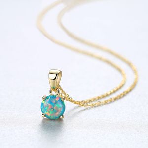 Collier de pendentif d'opale rétro européen S925 Collier de luxe en or sterling plaque à base de sterling