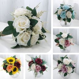 Bouquets de mariée de Style européen, nouvel arrivage, fleurs de mariage violet/rose/ivoire