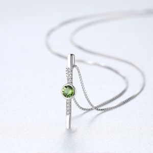 Estilo europeo verde oliva gemstones925 collar colgante de plata diseño minimalista micro-set zircon mujeres caja cadena collar accesorios de joyería