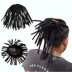 European Virgin Human Hair Systems Black Color 1b# 12 inches Dreadlocks Toupee Full PU Unit for Black Men