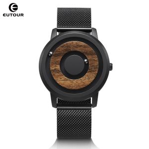 EUTOUR minimalista novedad esfera de madera cinturón magnético sin escala bosque Natural moda pareja de hombres reloj 231228