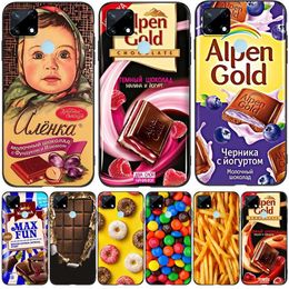 Pour Realme C12 C25 C25S 7i Global Case Couverture Arrière Pour Narzo 20 30A Téléphone Noir Tpu Case Chocolat Emballage Alimentaire