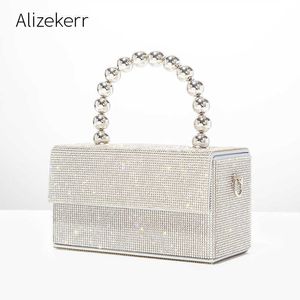 Bolso de noche Mujer Crystal Box Clutch Bag 2022 Designer Shiny Rhinestone Wedding