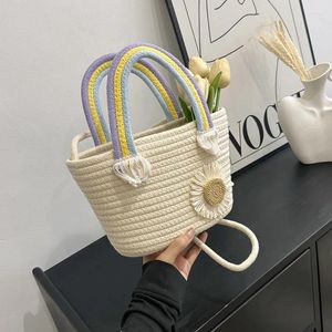 Sacs de soirée Coton Rope Woven Women's Bag de Bohemian Small Crossbody Twit Tricoted Summer Bucket Beach 2024 Femme Sacs