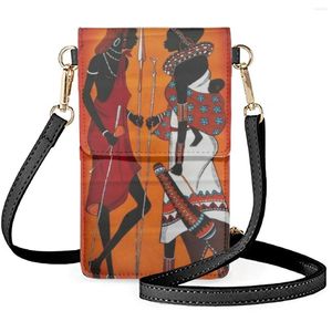 Sacs de soirée FORUDESIGNS Vintage femme africaine imprimer sac de messager mode dames téléphone cuir rabat bandoulière épaule cartable