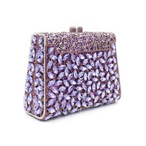 Bolsos de noche Bolso de noche de embrague de cristal púrpura de lujo Bolso de fiesta de fiesta de oro mujeres boda nupcial rosa bolsa de mano soiree pochette 220908