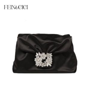 Sacs de soirée Strass satin Pochette Strass cristal boucle Micro Sac femmes dîner sac à bandoulière rose couleur noir 230803