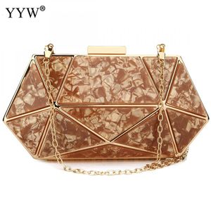 Sacs de soirée Rose Gold Designer Embrayages Bourse Acrylique Géométrique Pochette Bal Soirée Soirée Formelle Dames Marbre Mariage Blanc Sac 230519