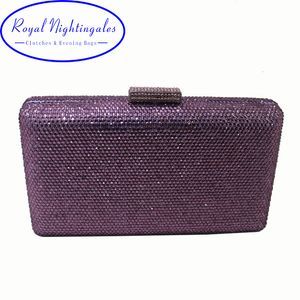 Sacs de soirée Royal Nightingales Purple Hard Box Case Pochettes en cristal et pour femmes Chaussures assorties Robe 230713