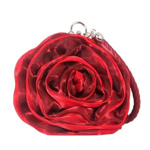 Sacs de soirée en soie fleur pochette et sacs à main femmes élégantes mini sac rond portefeuilles de fête de mariage rouge noir blanc B359 230926