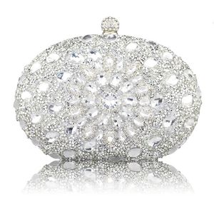 Sacs de soirée Mariage Diamant Argent Floral Cristal Sling Package Femme Embrayage Sac Téléphone Portable Poche Portefeuille Portefeuille Sacs À Main 231017