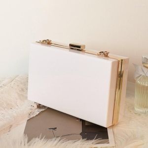 Bolsos de noche Bolso blanco Pequeño Mensajero Embragues de boda Monederos y bolsos Acrílico Cuadrado Crossbody Diseñador al por mayor