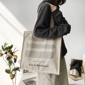 Bolsas de noche Mujeres Lienzo Hombro Cuentos de hadas Imprimir Compras diarias Estudiantes Libros Bolsos de tela de algodón grueso Tote para niñas 221119