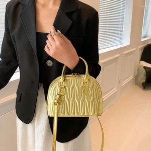 Sacs de soirée Designer français rétro classique à volants en cuir verni sac à main poignée supérieure longue bandoulière simple sac de coquille minimaliste