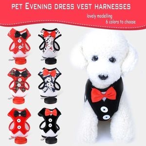 Robes de soirée Harnais de chien Gilet Tissus respirants Collier de chiot Laisse de chien pour petits chiens Accessoires pour animaux de Noël 201101