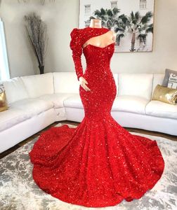 Robes de soirée Portez des paillettes en dentelle à paillettes rouge Sweetheart Crystal perle paillettes illusion à manches longues Robe de bal Robes de fête avec veste