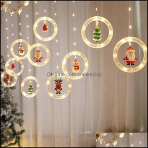 Evento Suministros festivos Decoración de la fiesta del jardín LED LED LEURCAS DE NAVIDAD Tree Santa Claus Snow Mann Snowing Ball String Light Luminous Penda