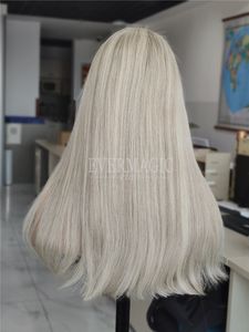 Evermagic aucune couche dentelle avant perruques de cheveux humains Balayage mettre en évidence blond cendré ligne de cheveux Super naturel