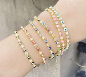 Mauvais œil chaîne Bracelet beaux yeux bleus perles lien chaîne Bracelet bonne chance Protection émail perlé bijoux turcs