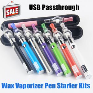 Wax vapes hierba seca Vaporizador Glass Globe Tank 650 / 900mah UGO V II Evod Mirco USB Passthrough dab pen Oil Shatter Deluxe Vape kits de inicio