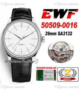 EWF Cellini Time 50509-0016 SA3132 Reloj automático para hombre 39 mm Estriado Doble bisel Esfera blanca Correa de cuero Super Edición Misma serie Tarjeta de garantía Puretime B2