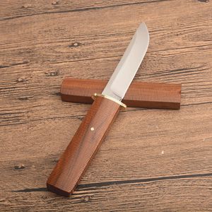 Couteau droit de survie à prix départ usine D2 Satin Drop Point Lame Manche en bois Couteaux tactiques à lame fixe avec gaine en bois
